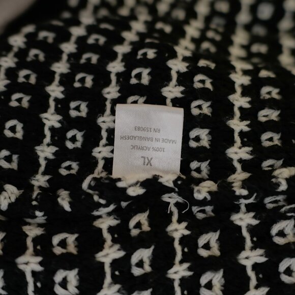 DAMAGED Jason Maxwell Black White Knit Cardigan Sweater XL Acrylic - Picture 2 of 10